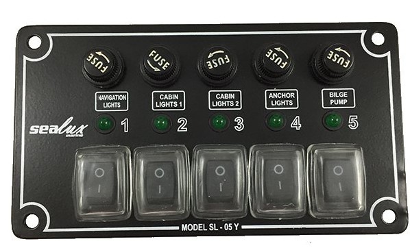 Sealux Yatay Switch Panel İzoleli / Sigortalı 5'li